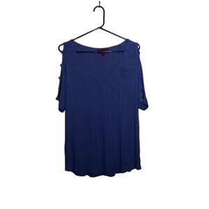 Jennifer Lopez Women's Tunic Top  Blue Cold Shoulder Sized Xxl Casual Shirt